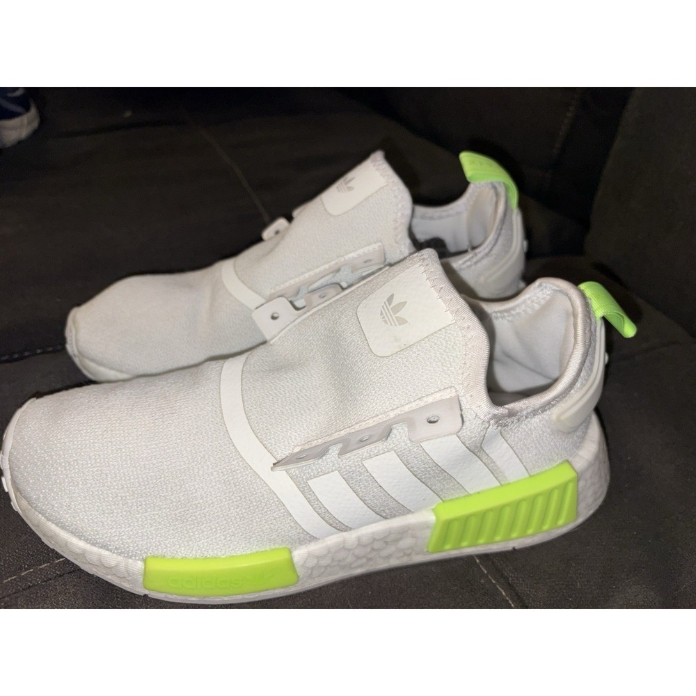 Adidas NMD_R1 Strap White Neon Green GX5686 Slip On Running Shoes Size US 5.5